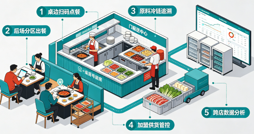 连锁火锅店管理系统：门店、供应链、加盟一体化