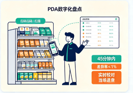 新鲜零食门店盘点一次要 3 小时、还老是对不上？PDA 快速盘点实战