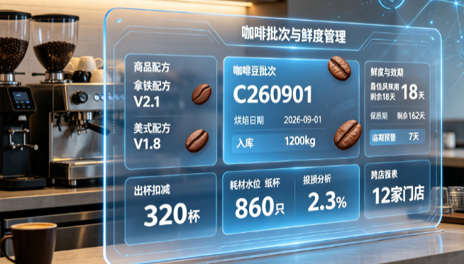 连锁咖啡店管理系统：烘焙日期与保质期分开记录预警