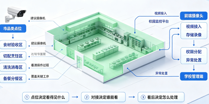 学校食堂明厨亮灶建设方案：摄像头点位与监控平台对接