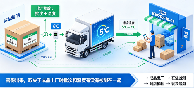 中央厨房配送监控系统：成品到门店批次绑定温度记录