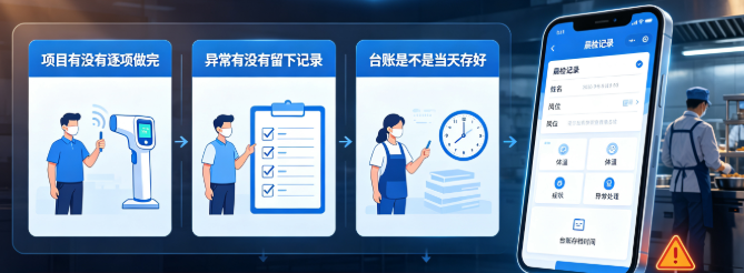 食堂晨检管理系统：晨检项目、异常记录与台账留存