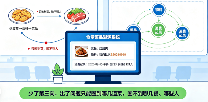 食堂菜品溯源系统：菜品、物料与消费记录的三向对应