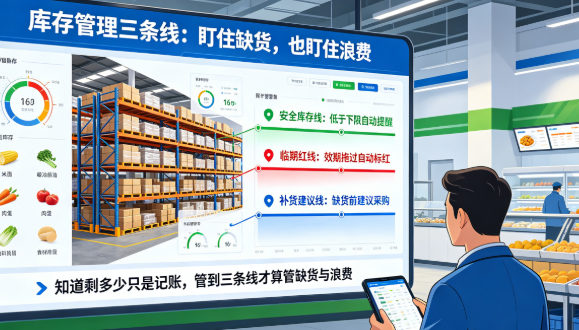 餐饮库存管理系统：安全库存、临期标红与补货建议